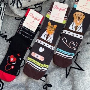 3-Pairs Healthcare Heroes Graphic Crew Socks- New